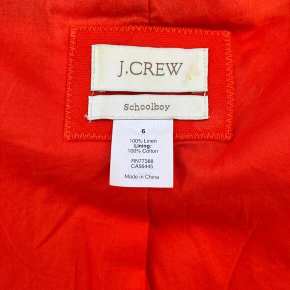 J. Crew Schoolboy Linen Blend Blazer Sz 6 Orange Lined Academia Careerwear - Picture 16 of 16